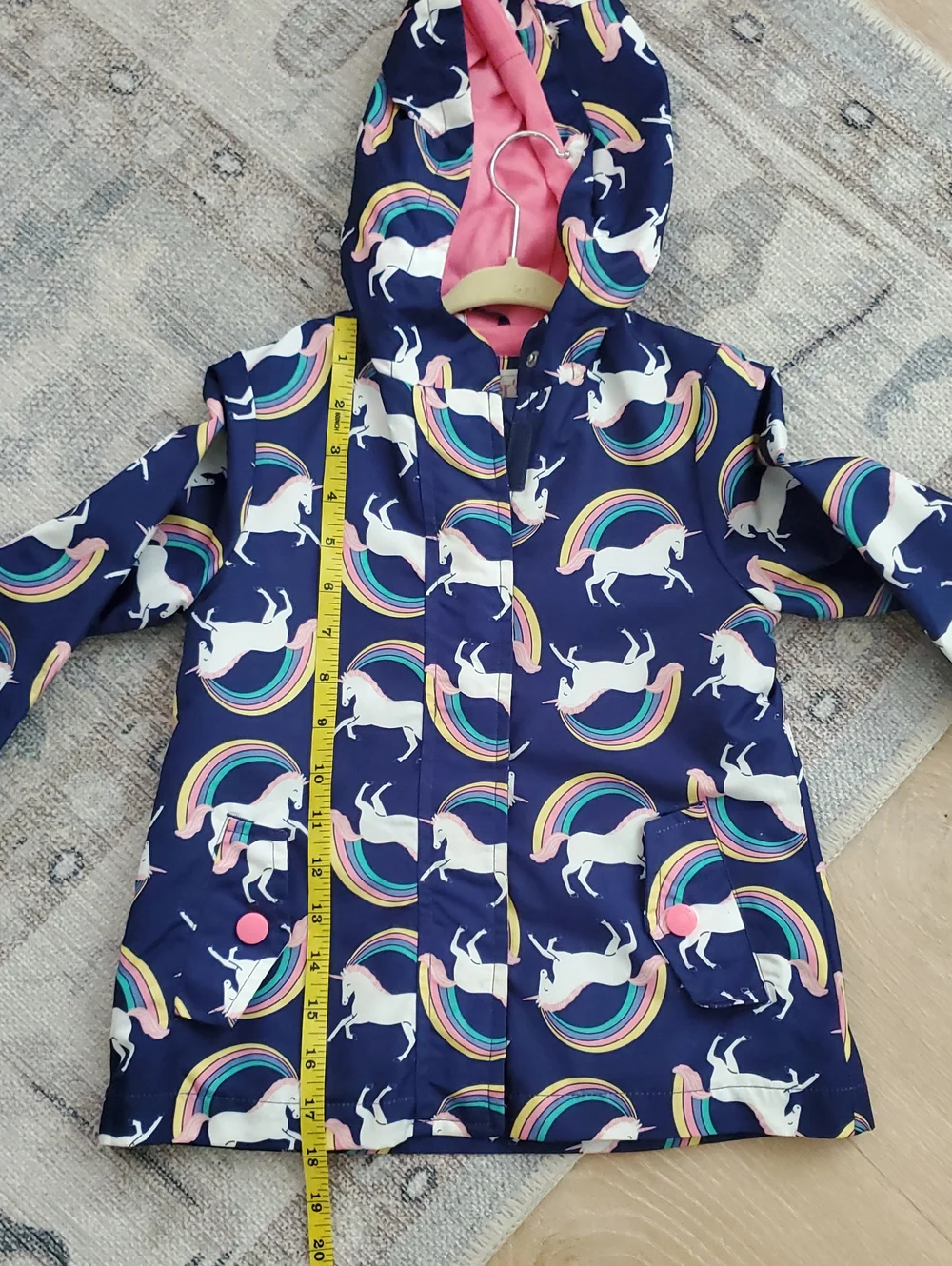 Carters Toddler Girls Rainbow Unicorn Rain Jacket Hooded Coat Sz3T
